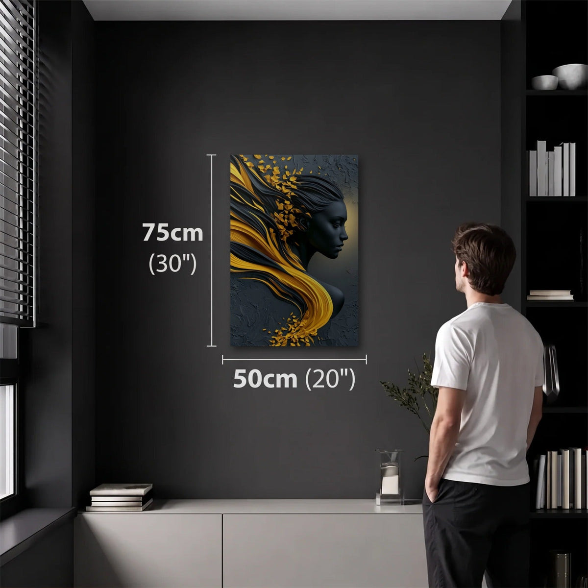 Expressions Art 50x75 cm acrylic wall art in a dark modern room