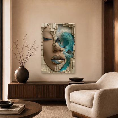 Expressions Art acrylic wall art in a beige living room
