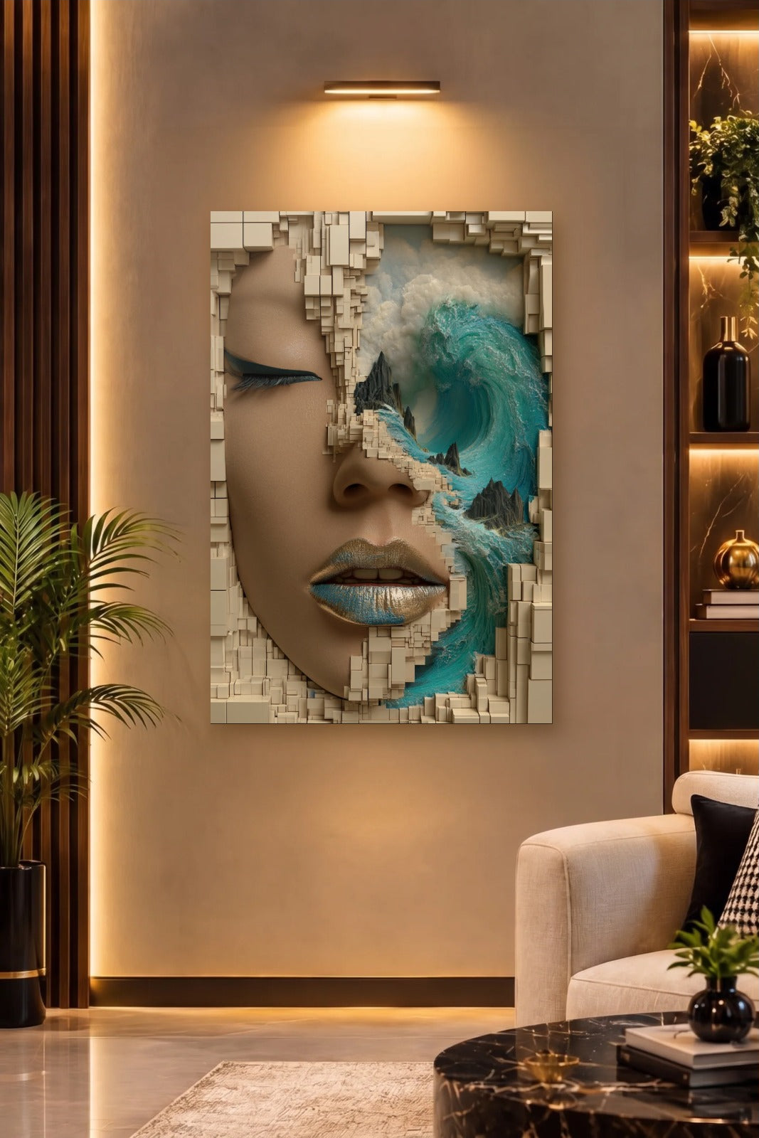 Expressions Art acrylic wall art on a warm-lit luxury wall