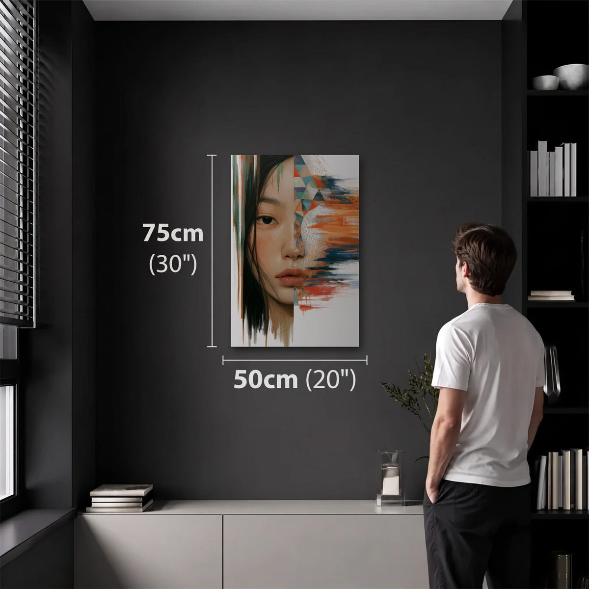 Expressions Art 50x75 cm acrylic wall art in a dark modern room