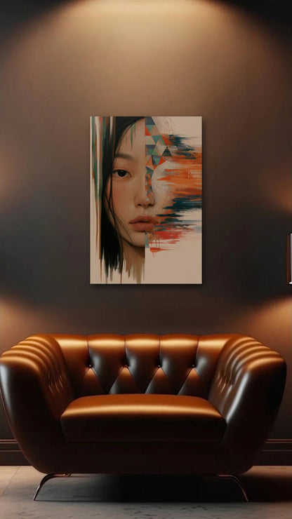 Expressions Art acrylic wall art above a leather armchair