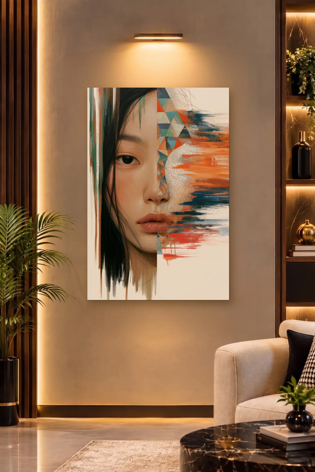 Expressions Art acrylic wall art on a warm-lit luxury wall