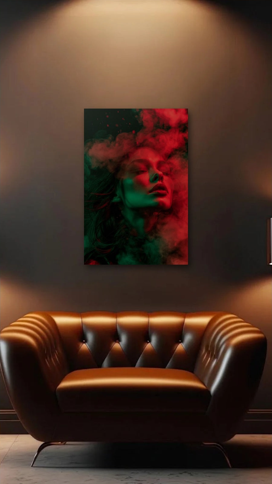 Expressions Art acrylic wall art above a leather armchair
