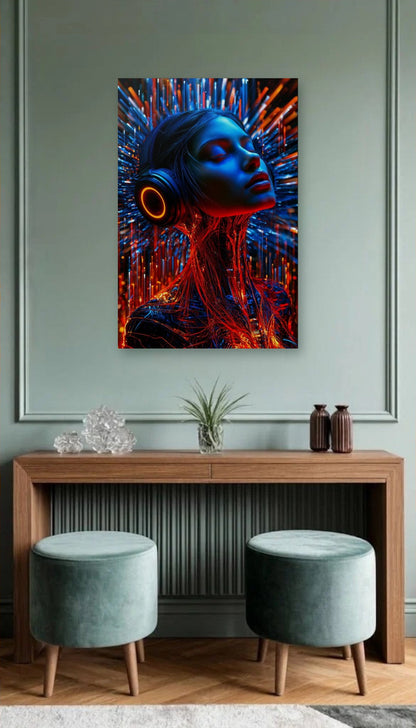 Expressions Art acrylic wall art above a wooden console