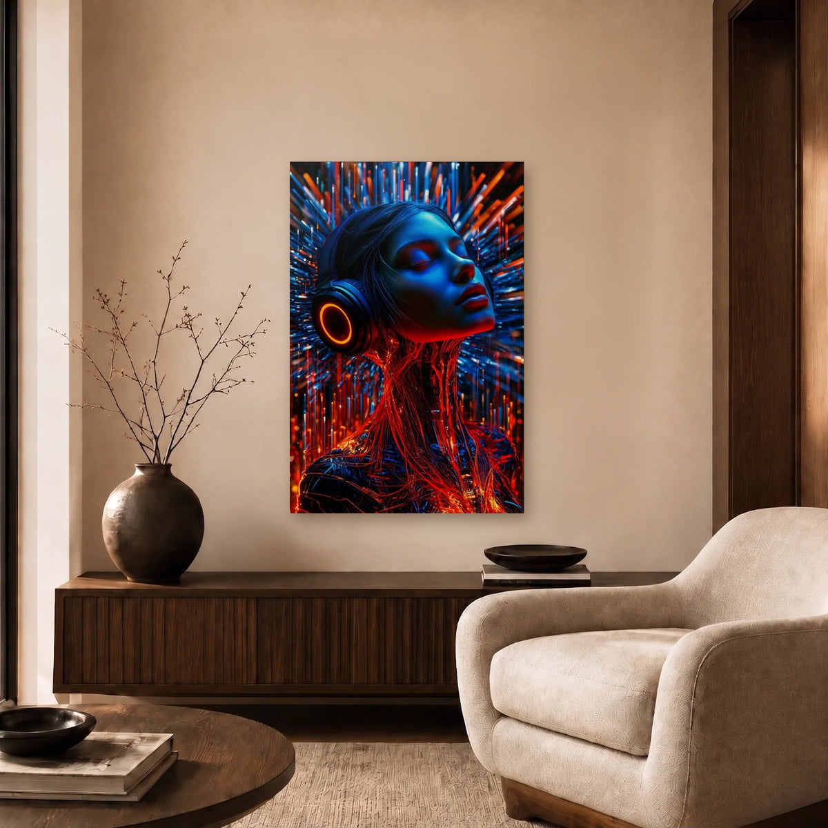 Expressions Art acrylic wall art in a beige living room