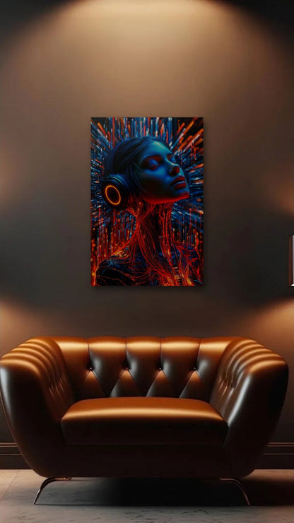 Expressions Art acrylic wall art above a leather armchair