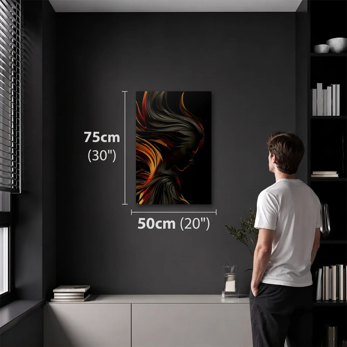 Expressions Art 50x75 cm acrylic wall art in a dark modern room