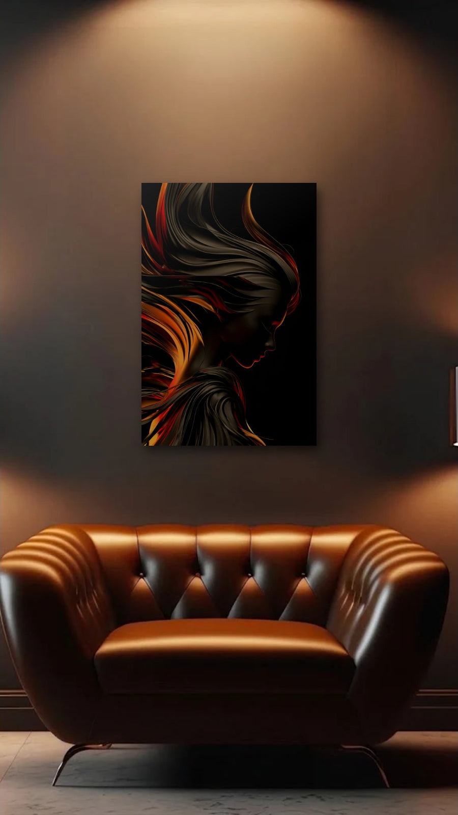 Expressions Art acrylic wall art above a leather armchair