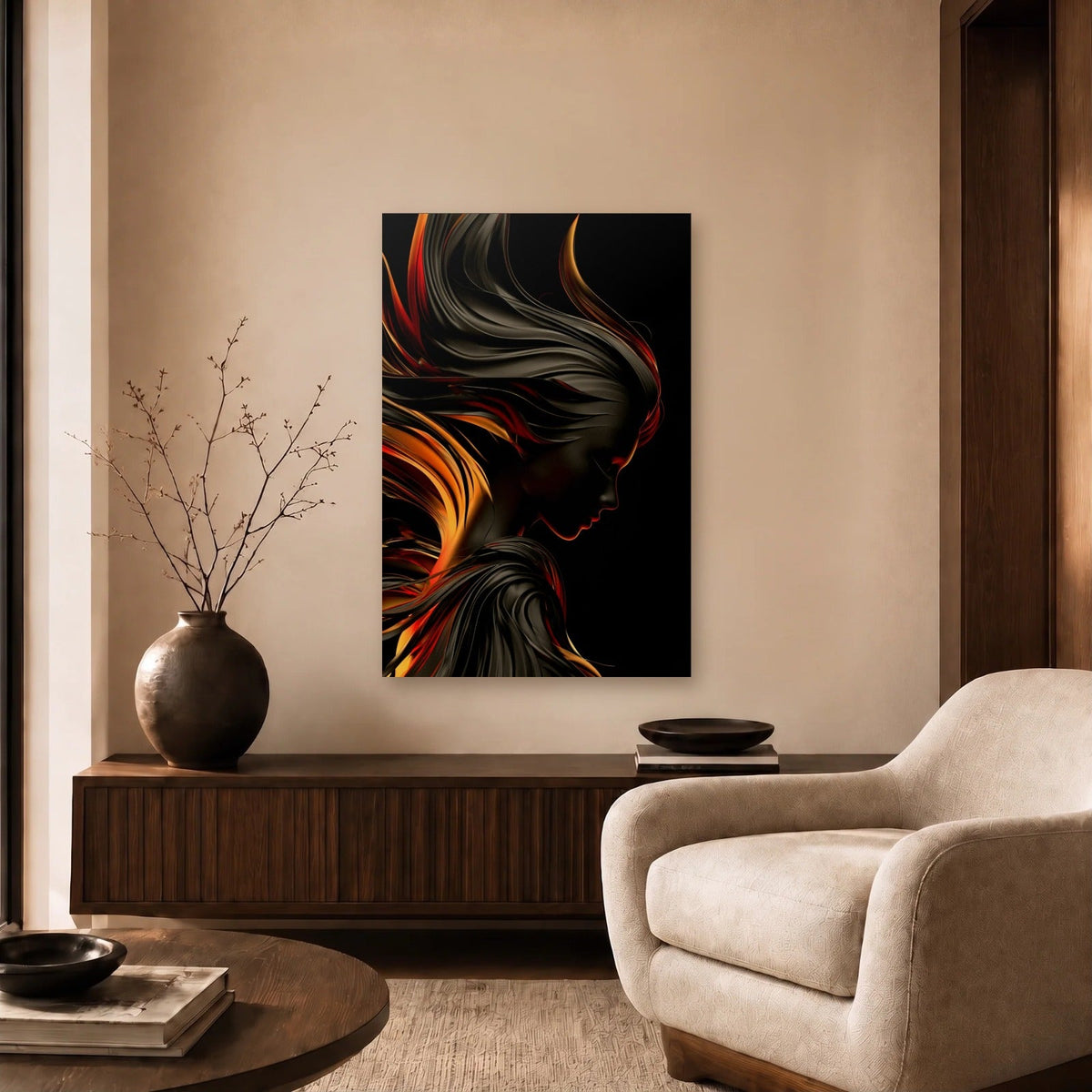 Expressions Art acrylic wall art in a beige living room