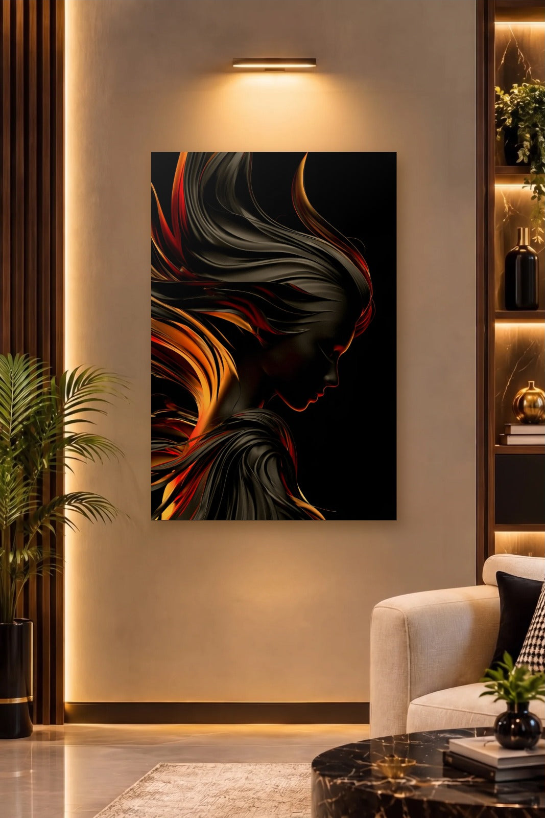 Expressions Art acrylic wall art on a warm-lit luxury wall