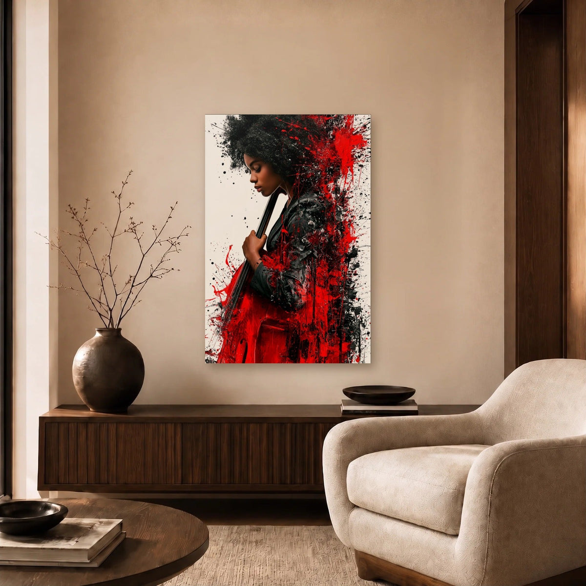 Expressions Art acrylic wall art in a beige living room