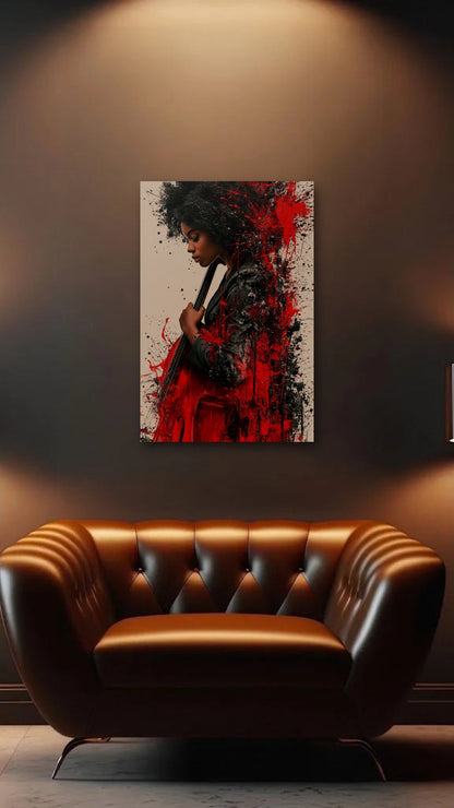 Expressions Art acrylic wall art above a leather armchair