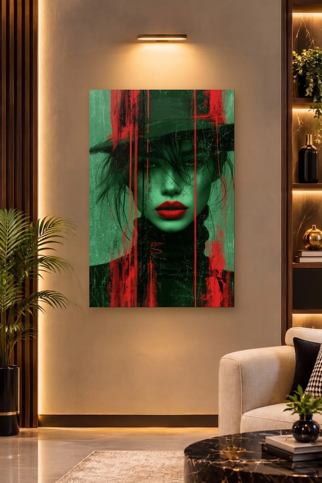 Expressions Art acrylic wall art on a warm-lit luxury wall