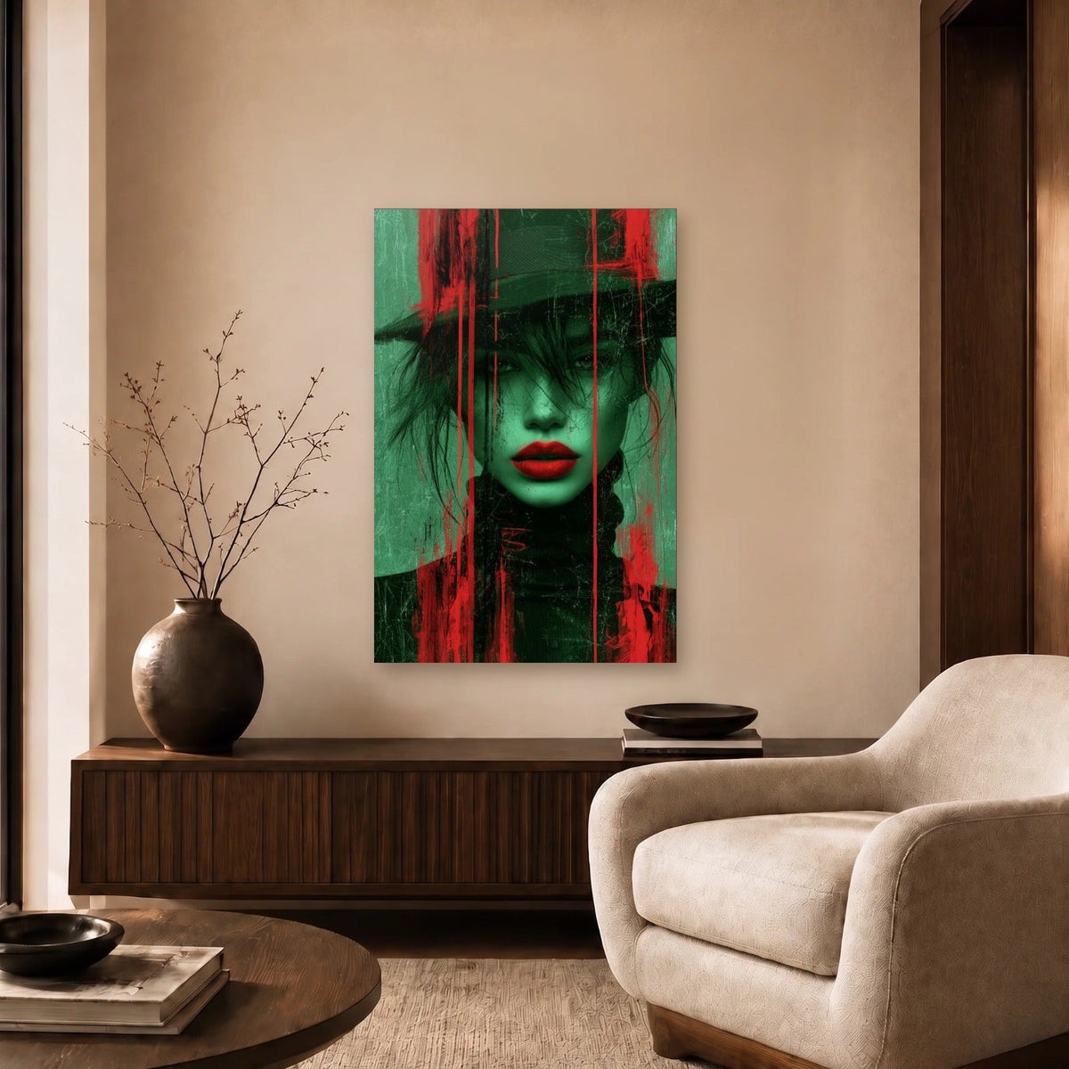 Expressions Art acrylic wall art in a beige living room