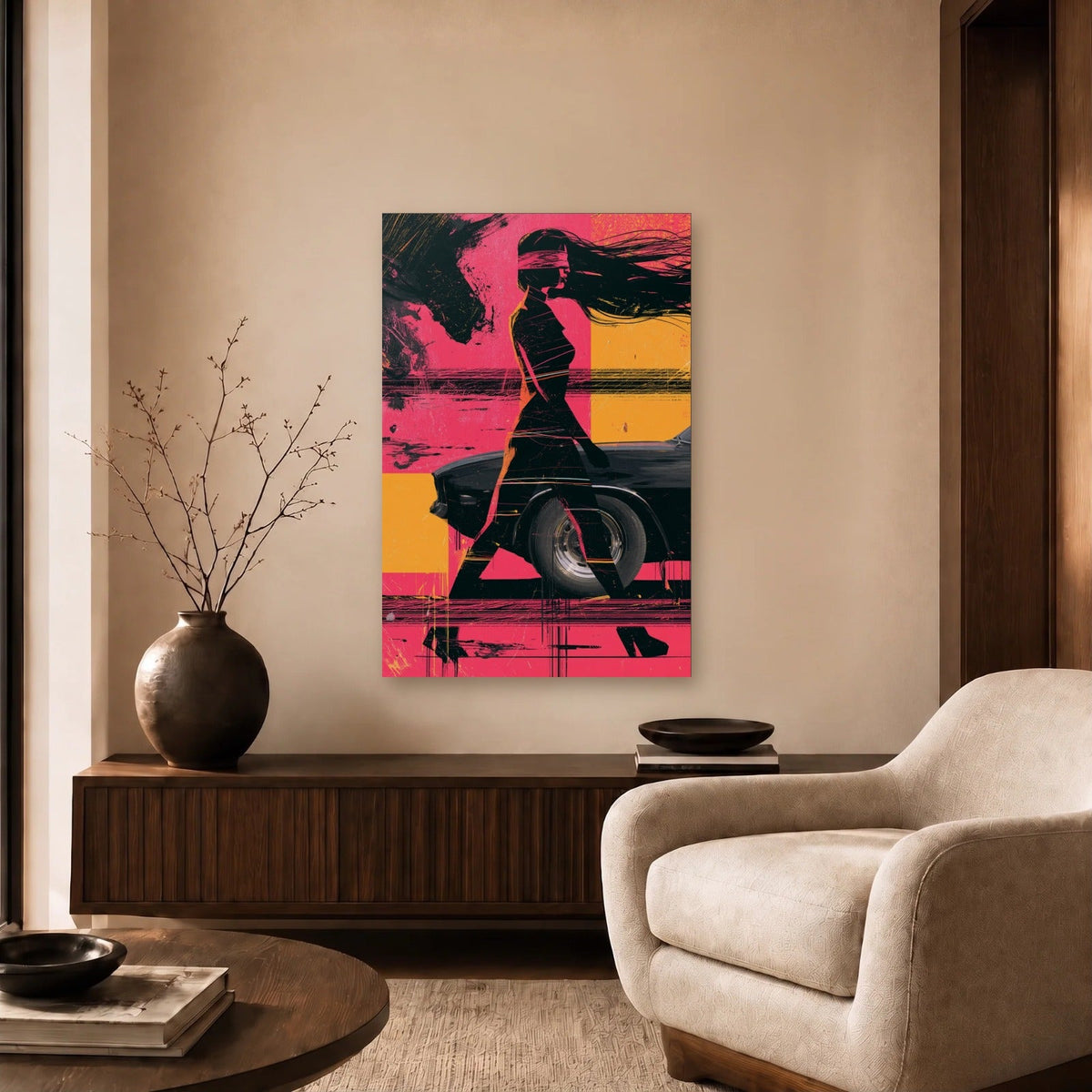 Expressions Art acrylic wall art in a beige living room