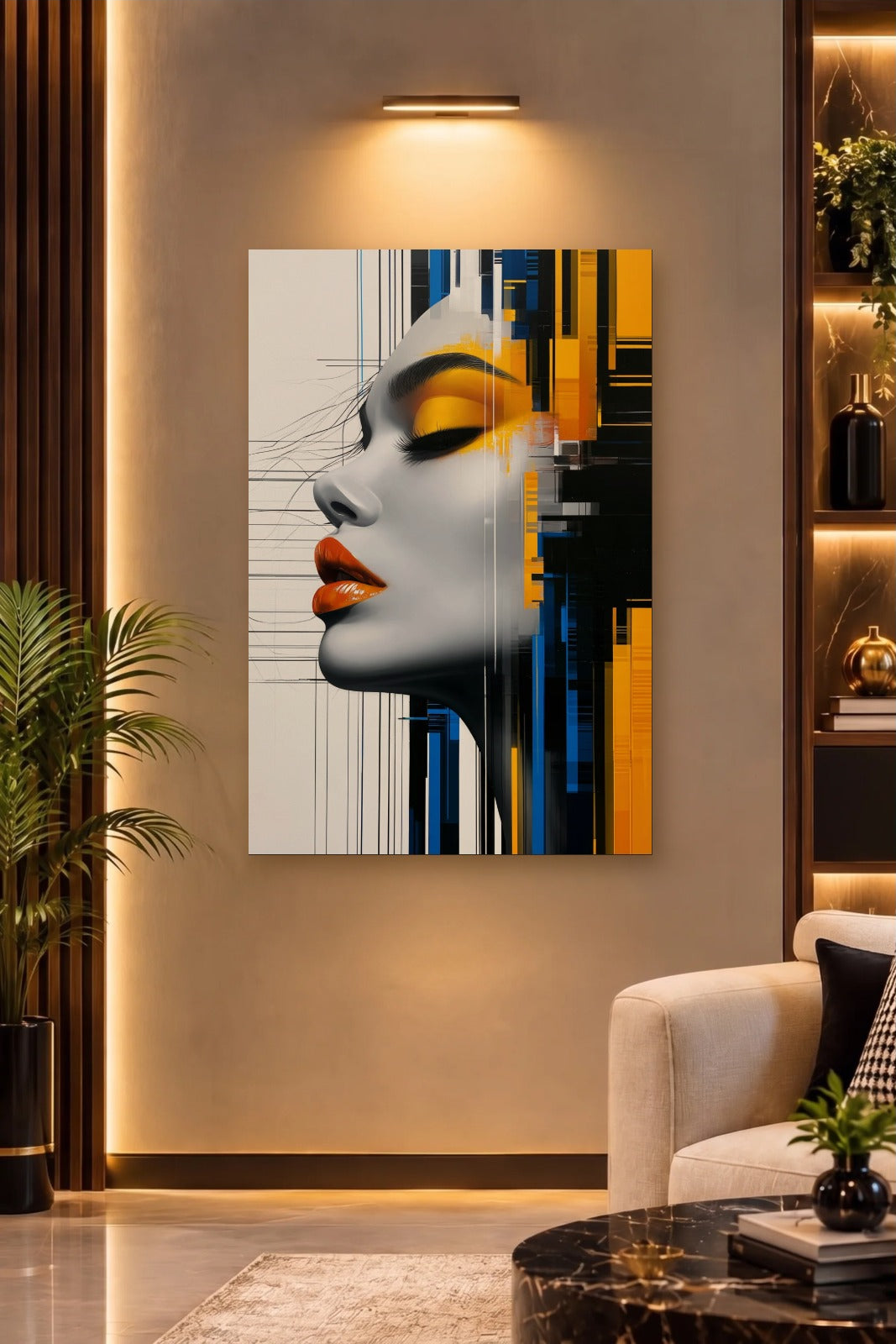 Expressions Art acrylic wall art on a warm-lit luxury wall