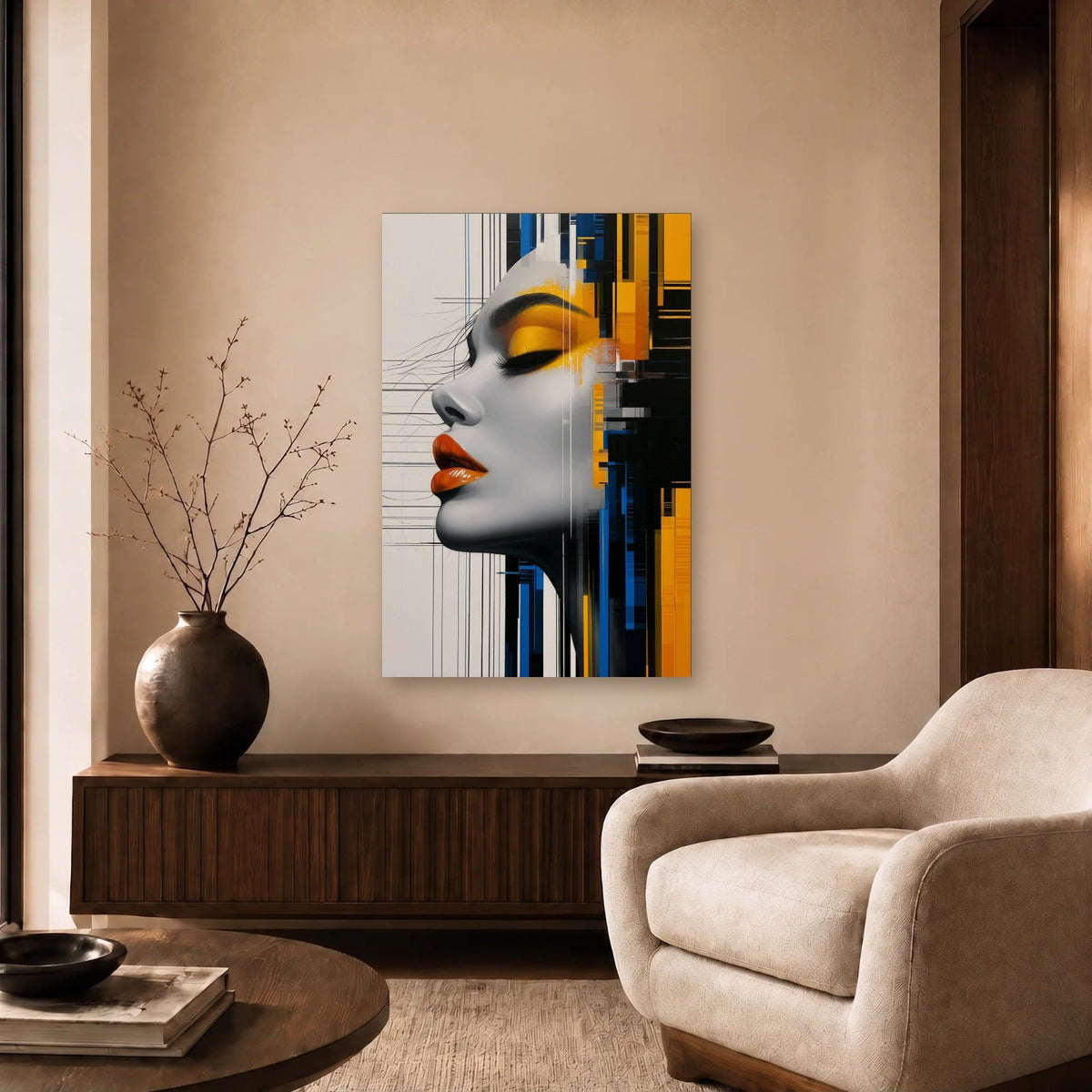 Expressions Art acrylic wall art in a beige living room
