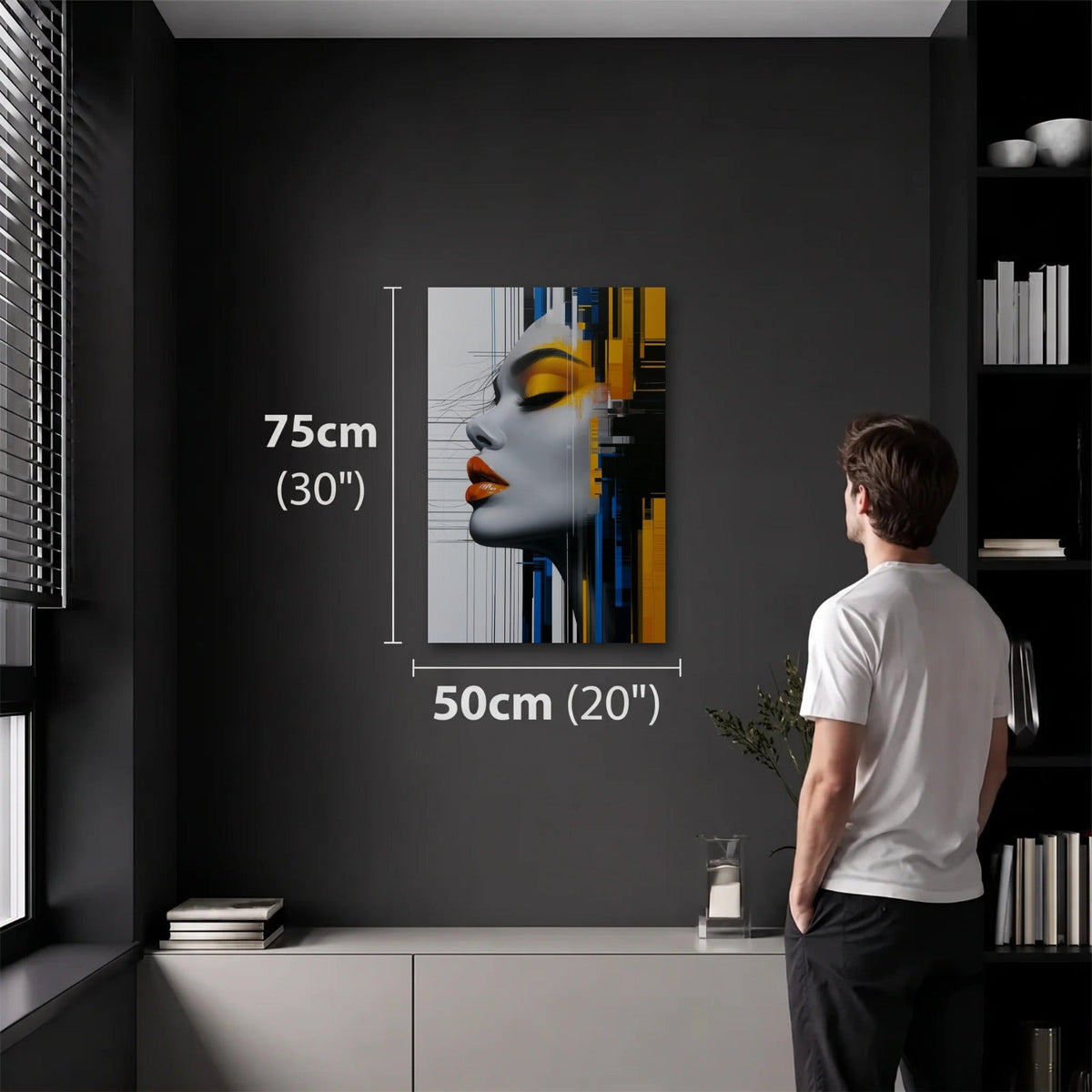 Expressions Art 50x75 cm acrylic wall art in a dark modern room
