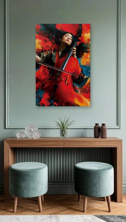 Expressions Art acrylic wall art above a wooden console