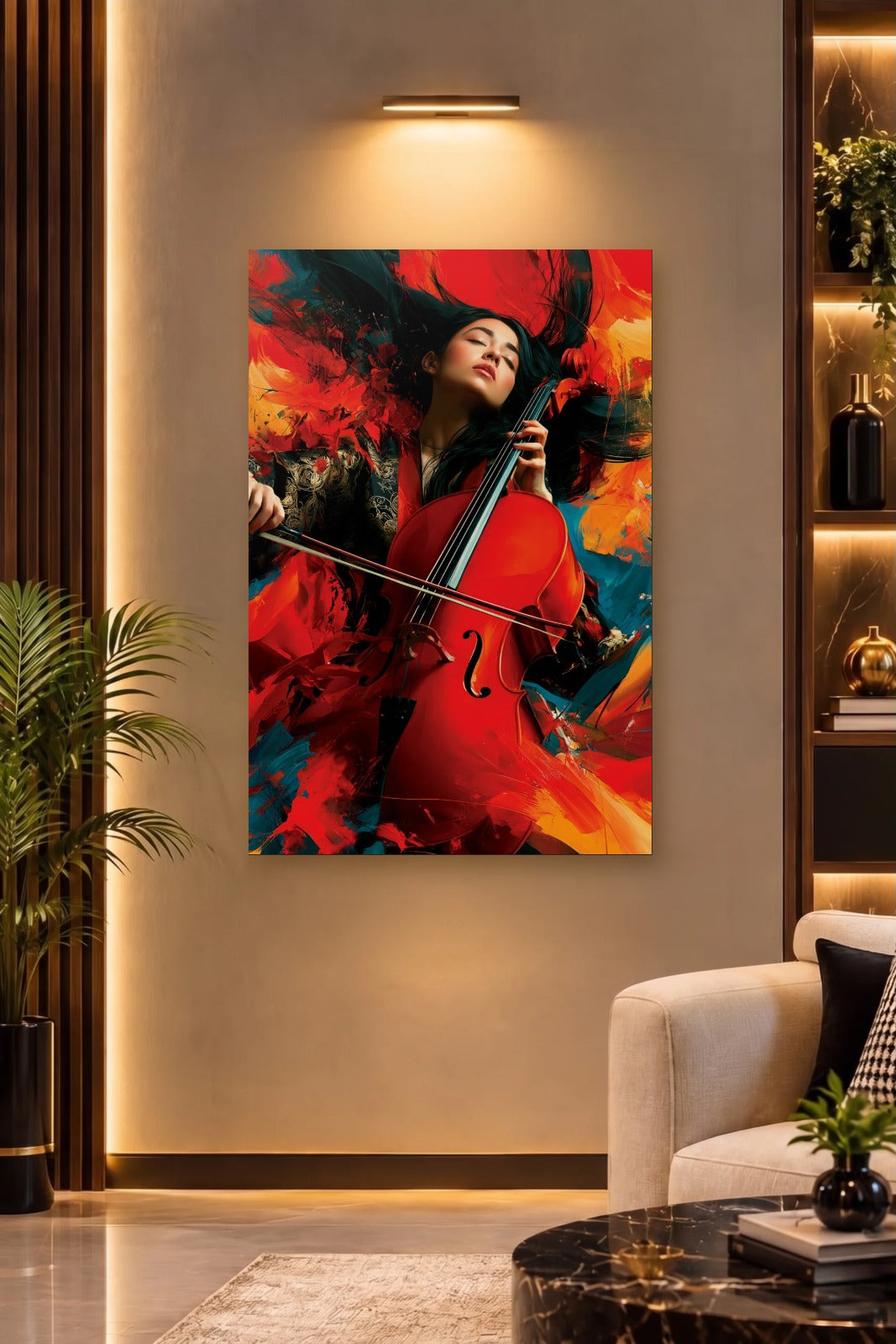 Expressions Art acrylic wall art on a warm-lit luxury wall