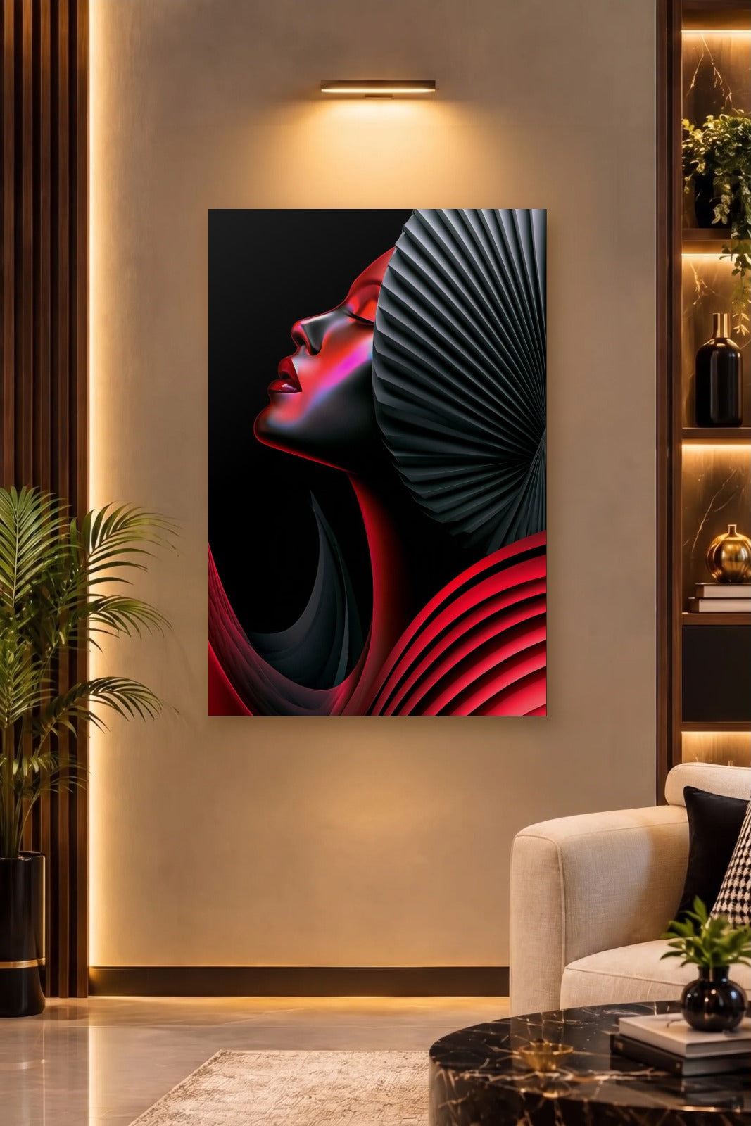 Expressions Art acrylic wall art on a warm-lit luxury wall