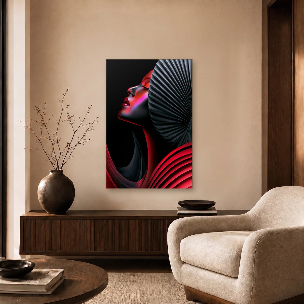 Expressions Art acrylic wall art in a beige living room