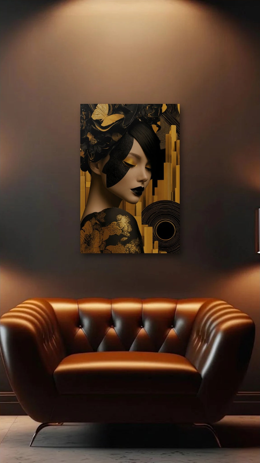 Expressions Art acrylic wall art above a leather armchair