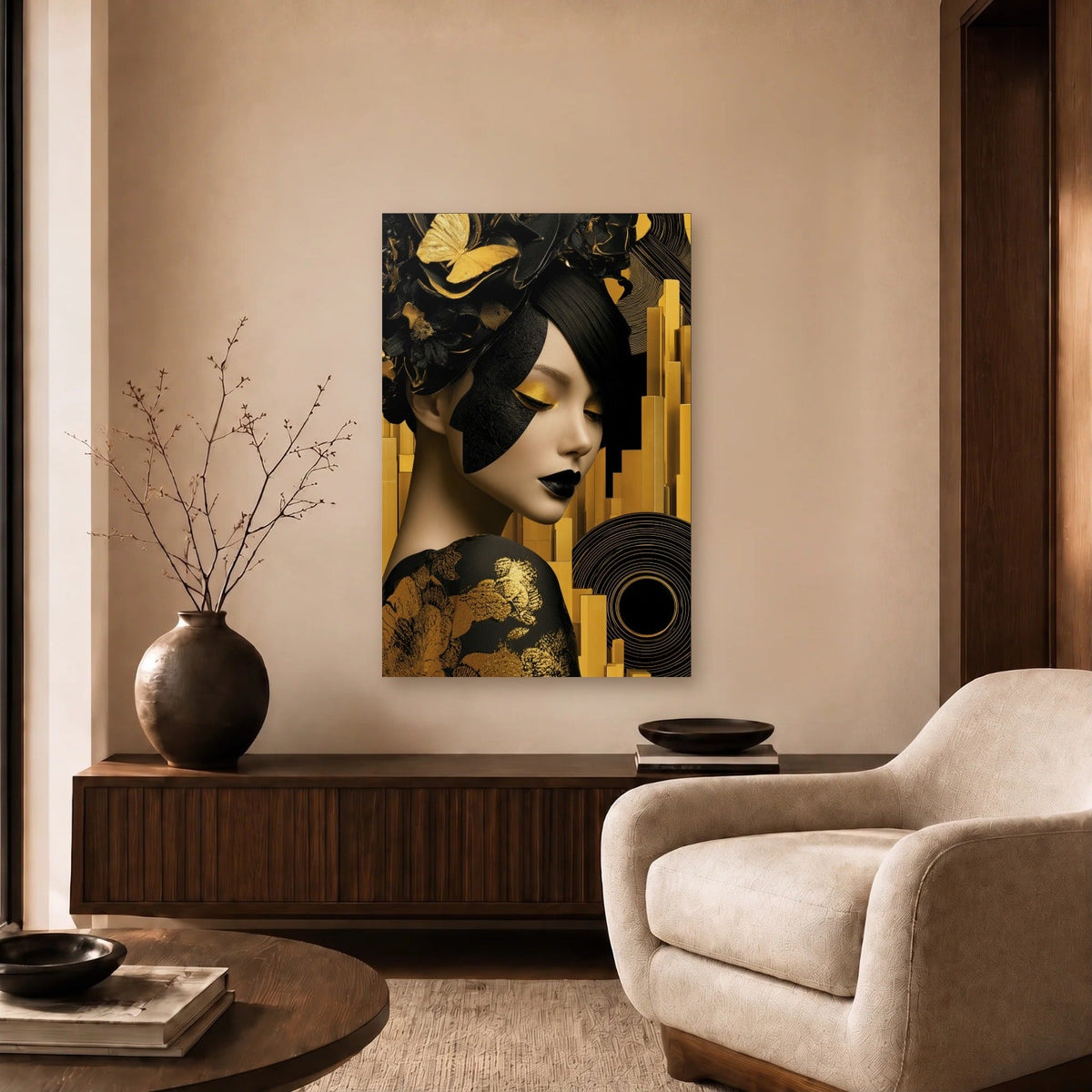 Expressions Art acrylic wall art in a beige living room