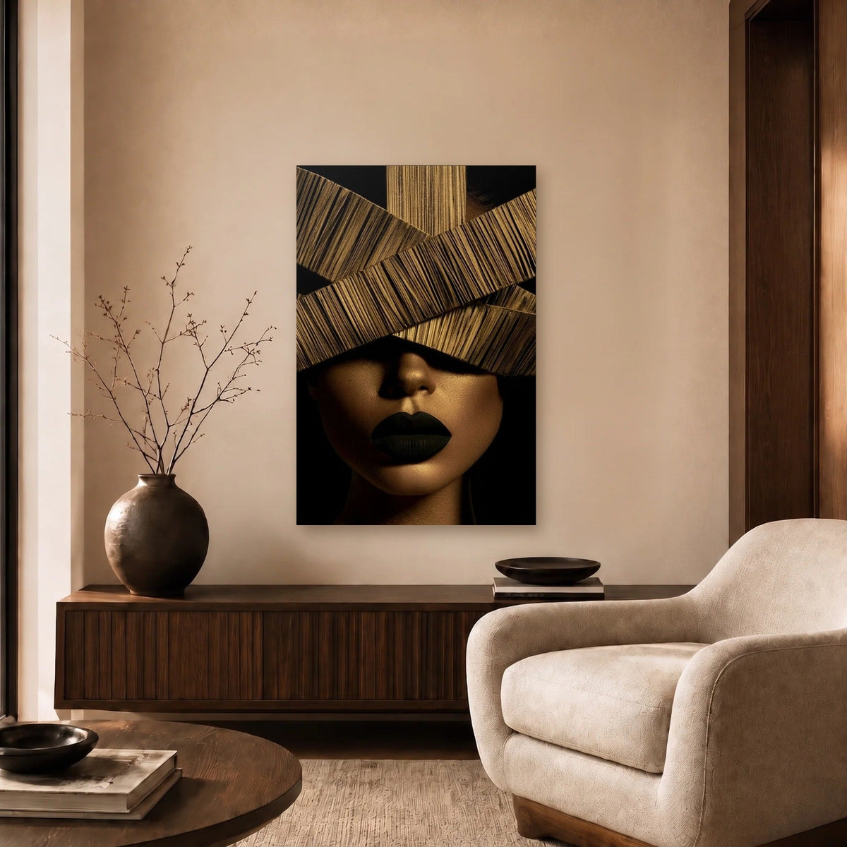 Expressions Art acrylic wall art in a beige living room