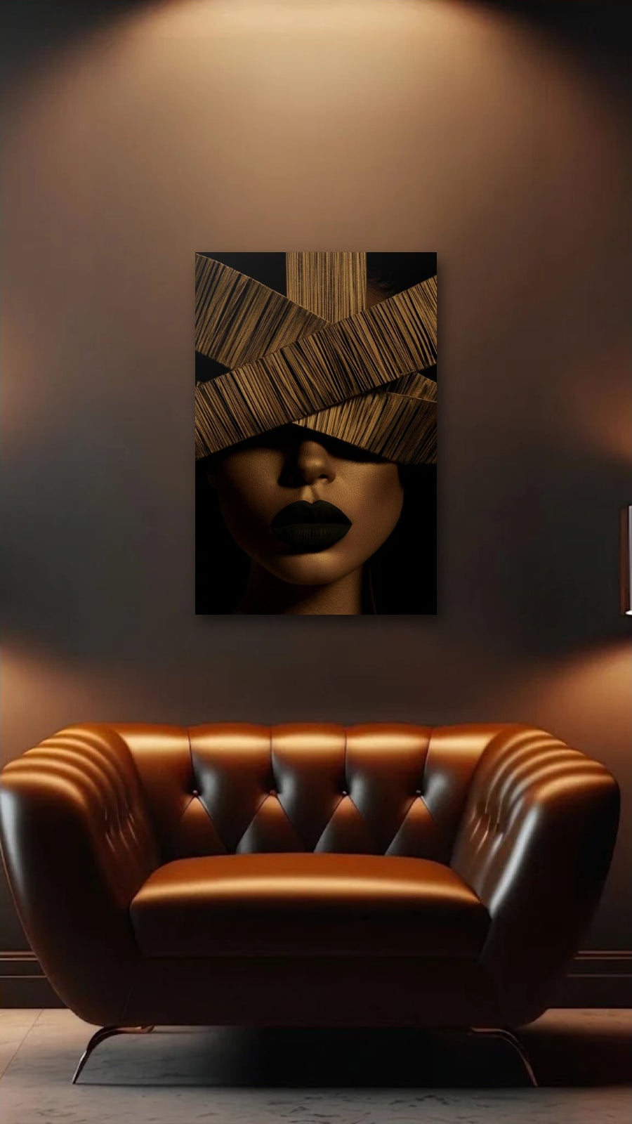 Expressions Art acrylic wall art above a leather armchair