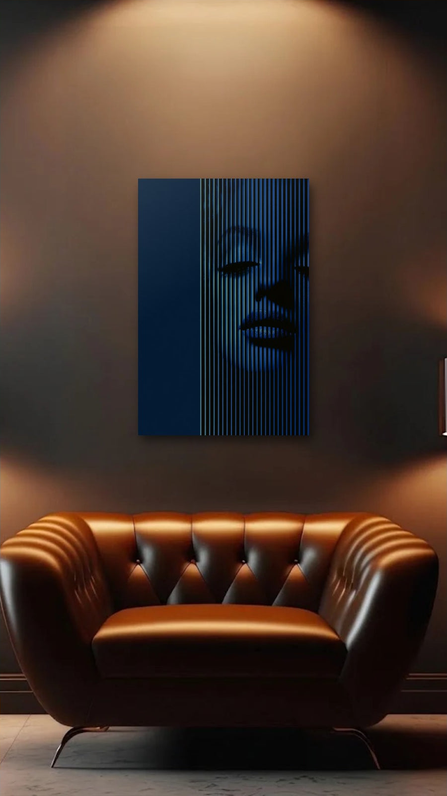 Expressions Art acrylic wall art above a leather armchair