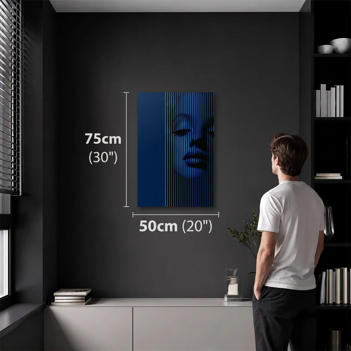 Expressions Art 50x75 cm acrylic wall art in a dark modern room
