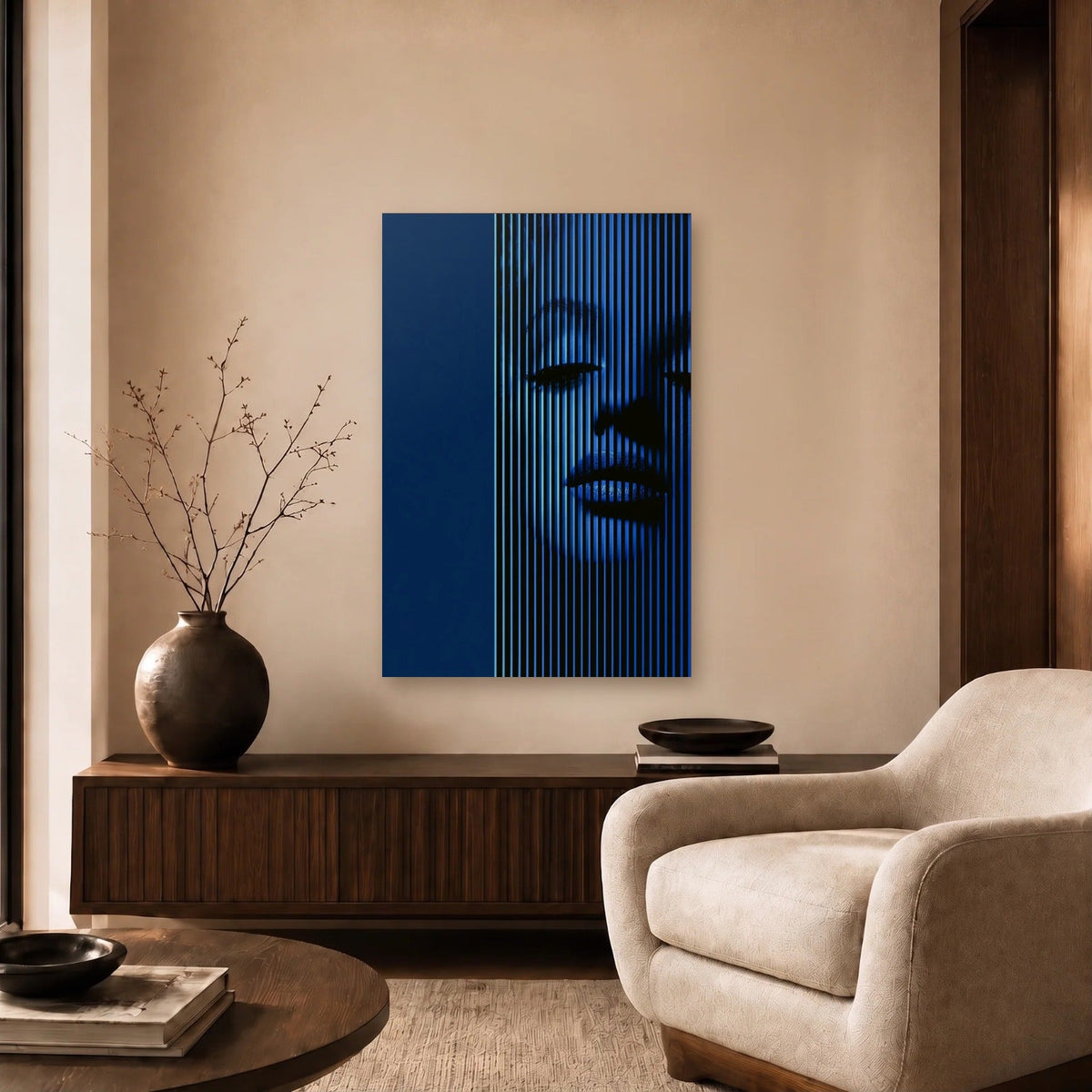 Expressions Art acrylic wall art in a beige living room