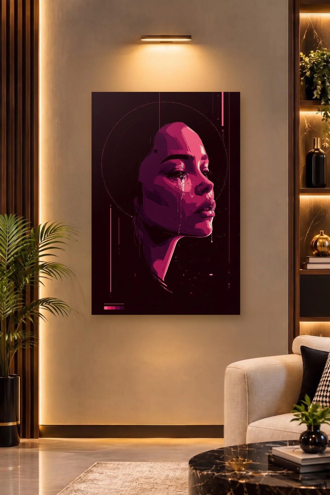 Expressions Art acrylic wall art on a warm-lit luxury wall