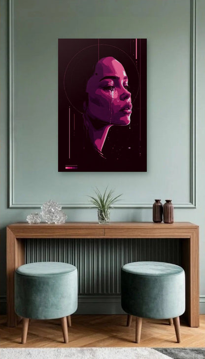 Expressions Art acrylic wall art above a wooden console