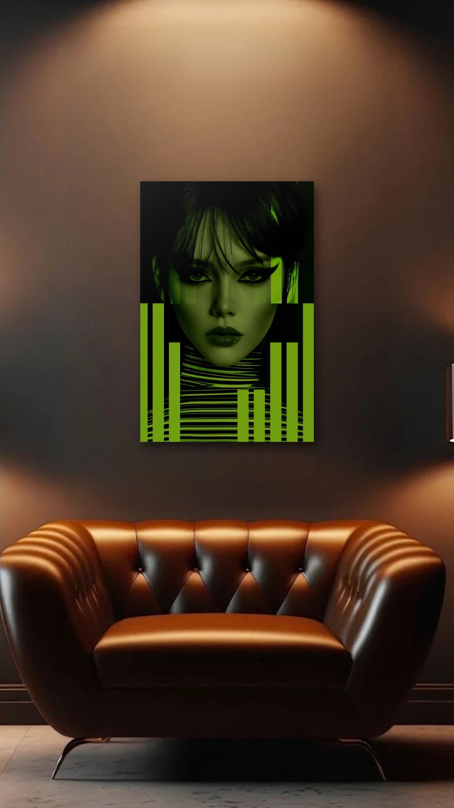 Expressions Art acrylic wall art above a leather armchair