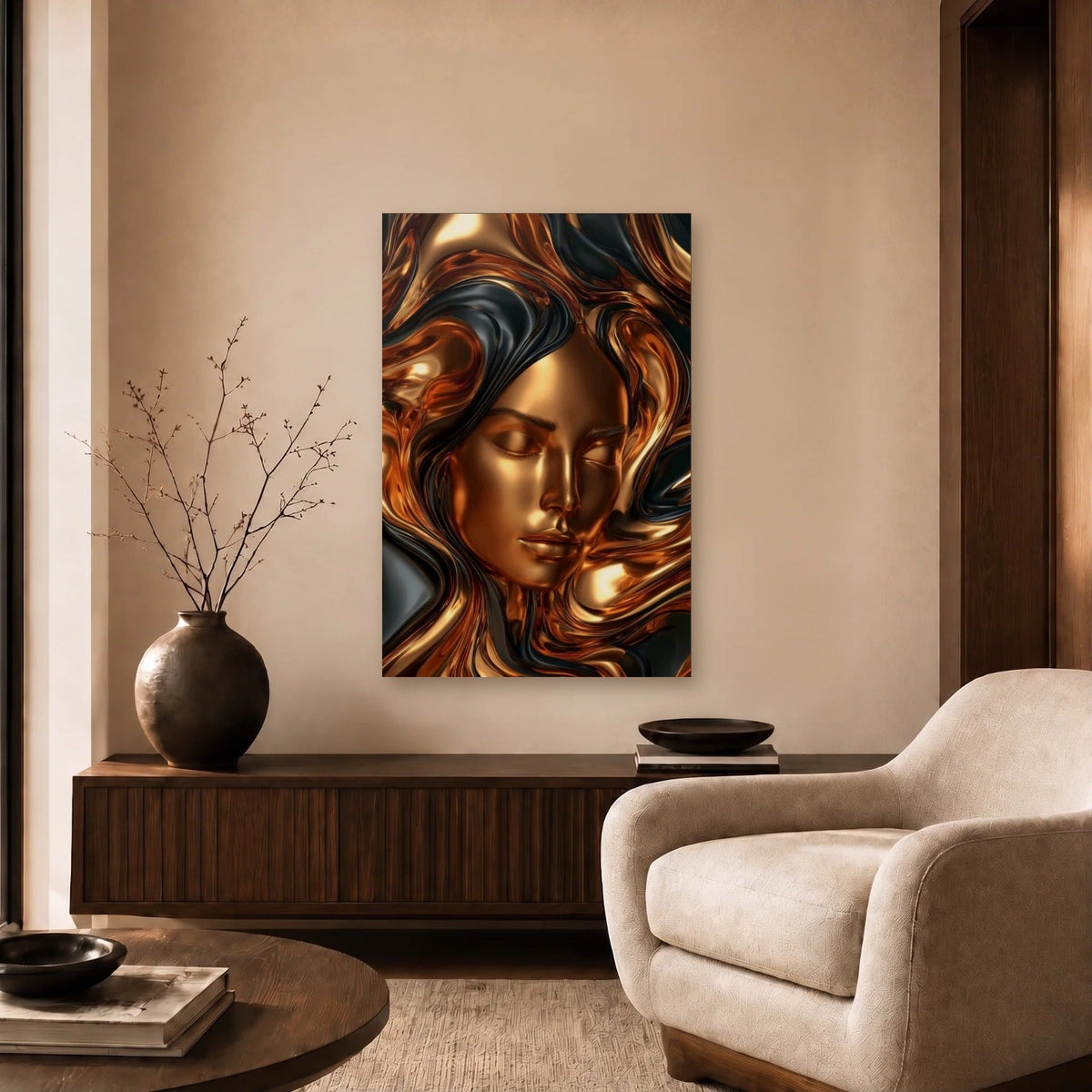 Expressions Art acrylic wall art in a beige living room