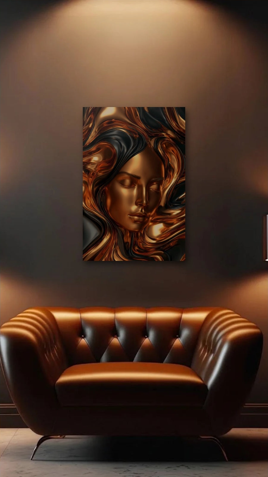 Expressions Art acrylic wall art above a leather armchair