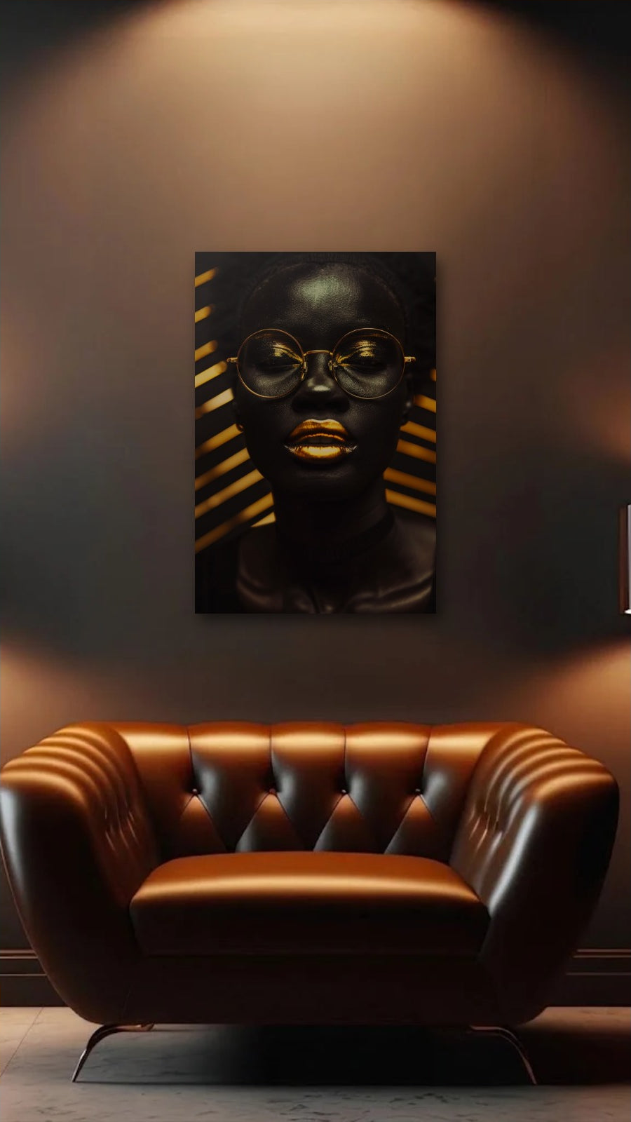 Expressions Art acrylic wall art above a leather armchair