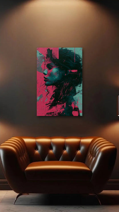 Expressions Art acrylic wall art above a leather armchair