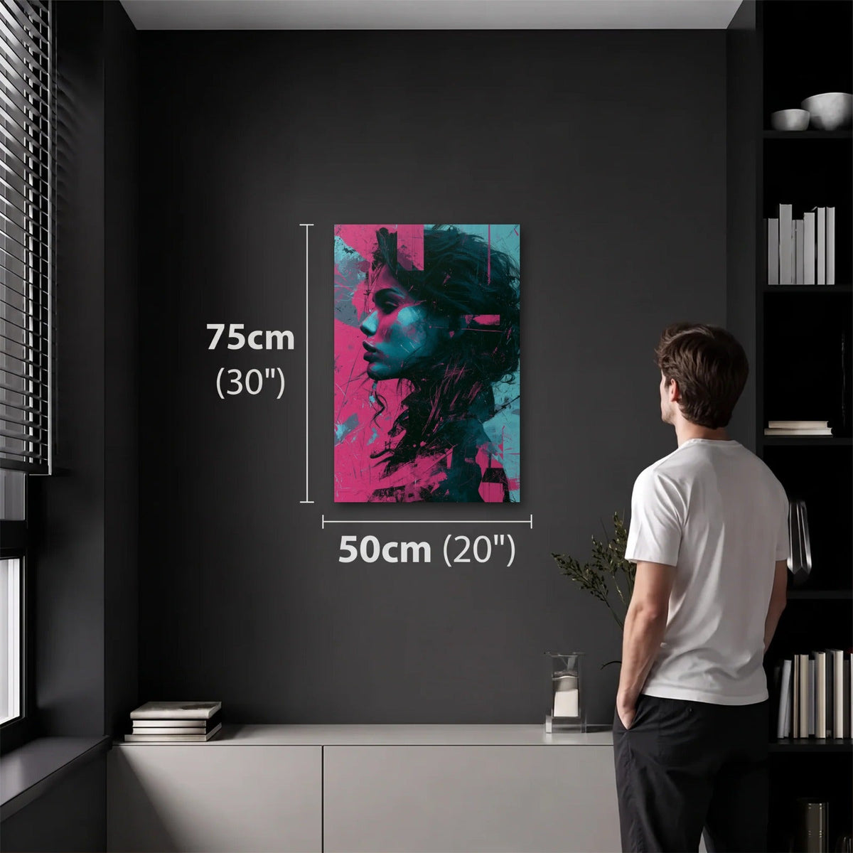 Expressions Art 50x75 cm acrylic wall art in a dark modern room