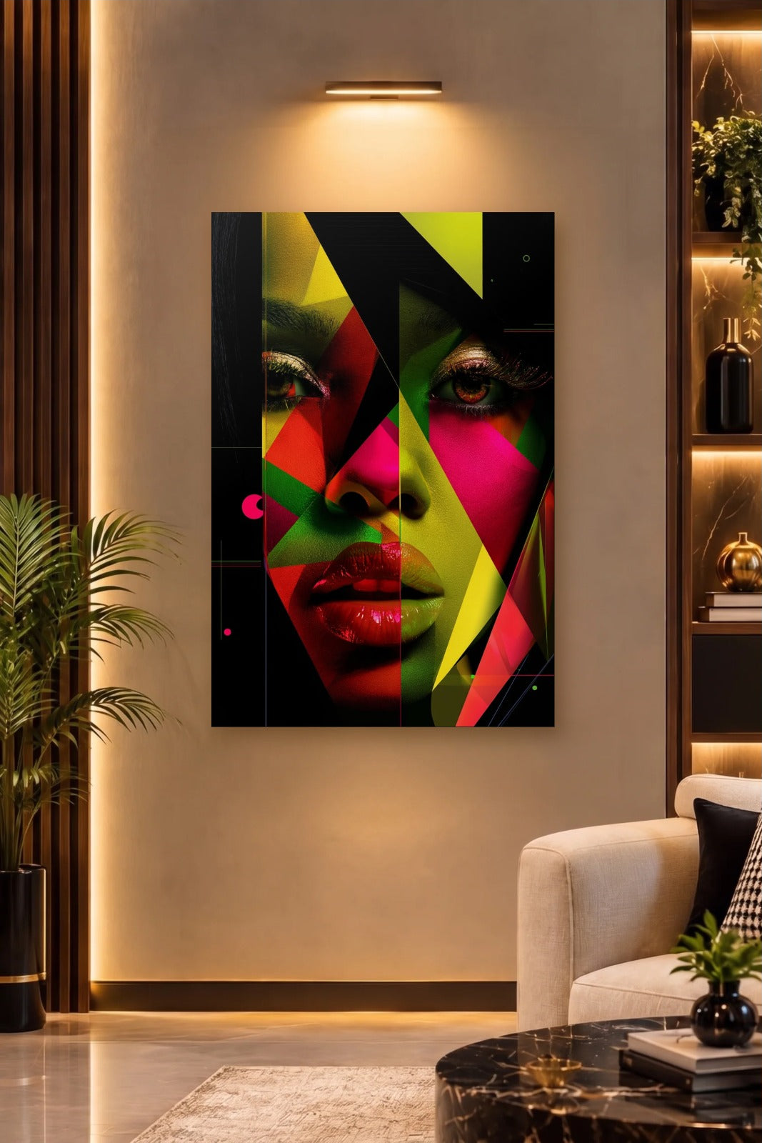 Expressions Art acrylic wall art on a warm-lit luxury wall