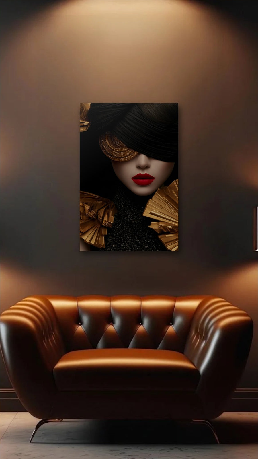 Expressions Art acrylic wall art above a leather armchair
