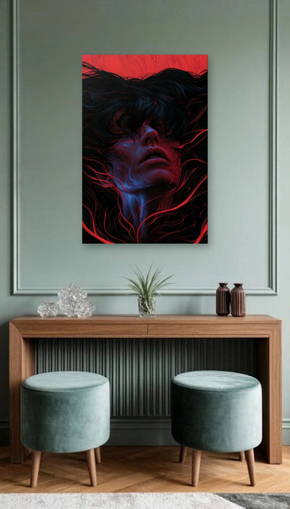 Expressions Art acrylic wall art above a wooden console