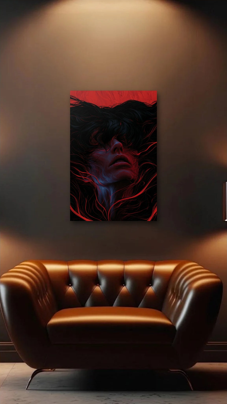 Expressions Art acrylic wall art above a leather armchair