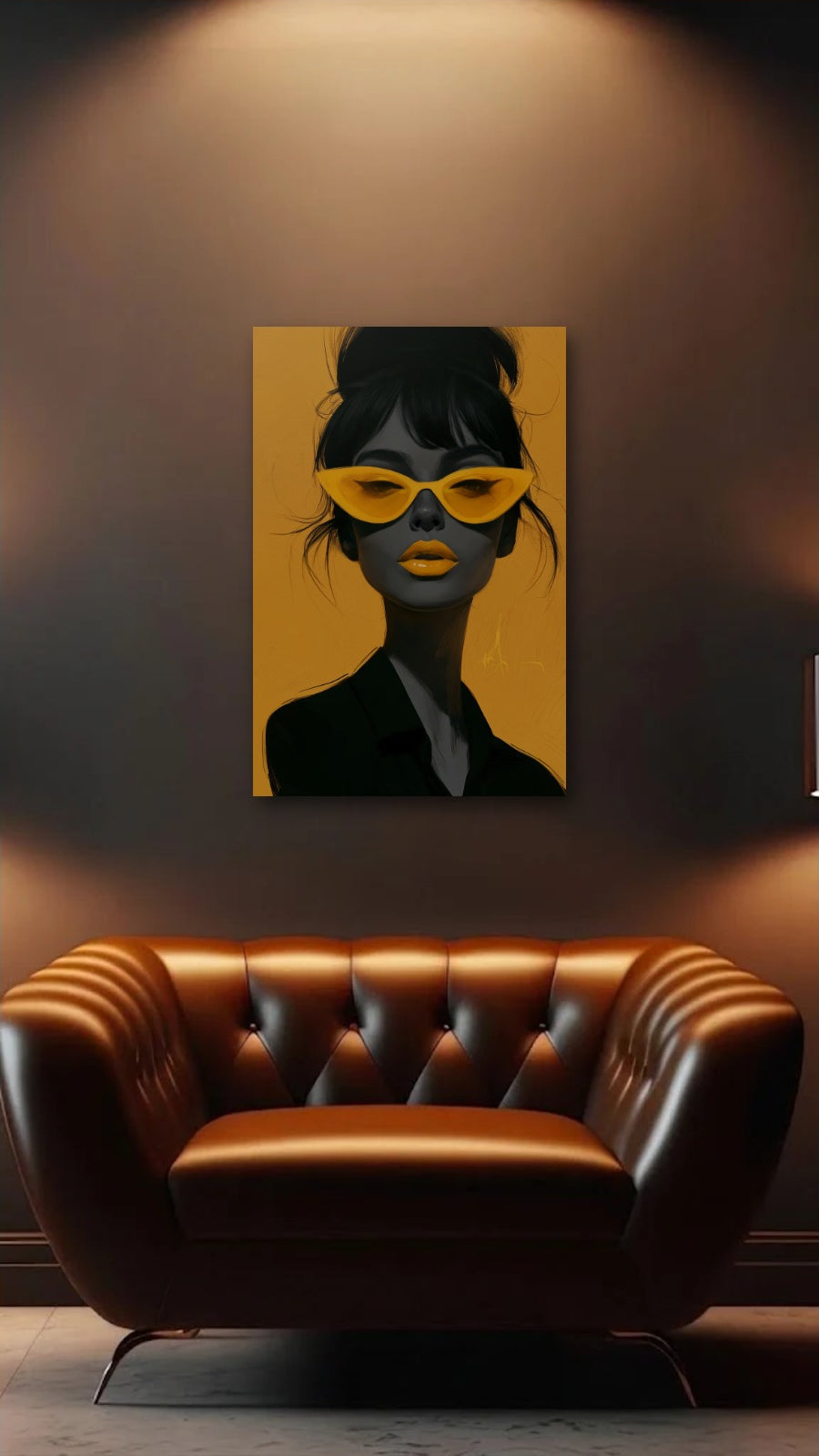 Expressions Art acrylic wall art above a leather armchair