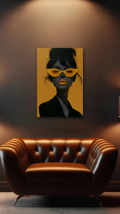 Expressions Art acrylic wall art above a leather armchair
