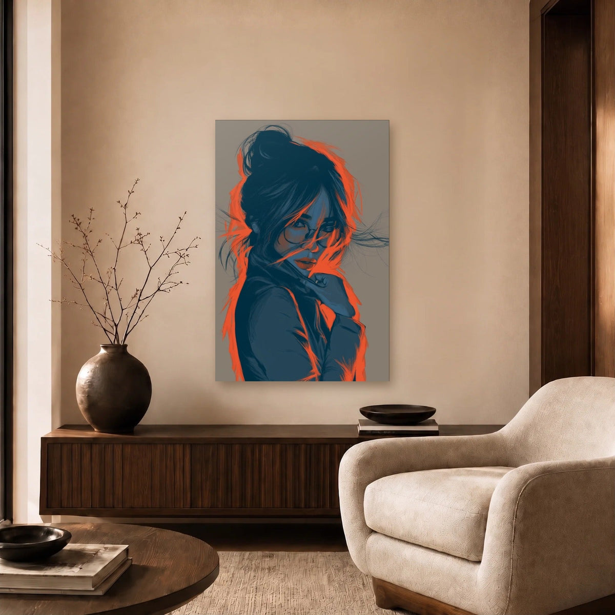 Expressions Art acrylic wall art in a beige living room