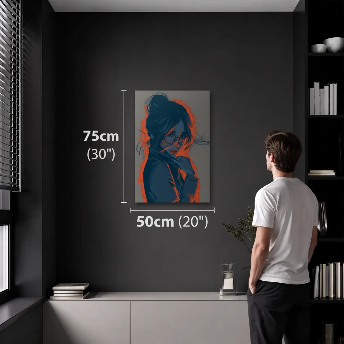 Expressions Art 50x75 cm acrylic wall art in a dark modern room