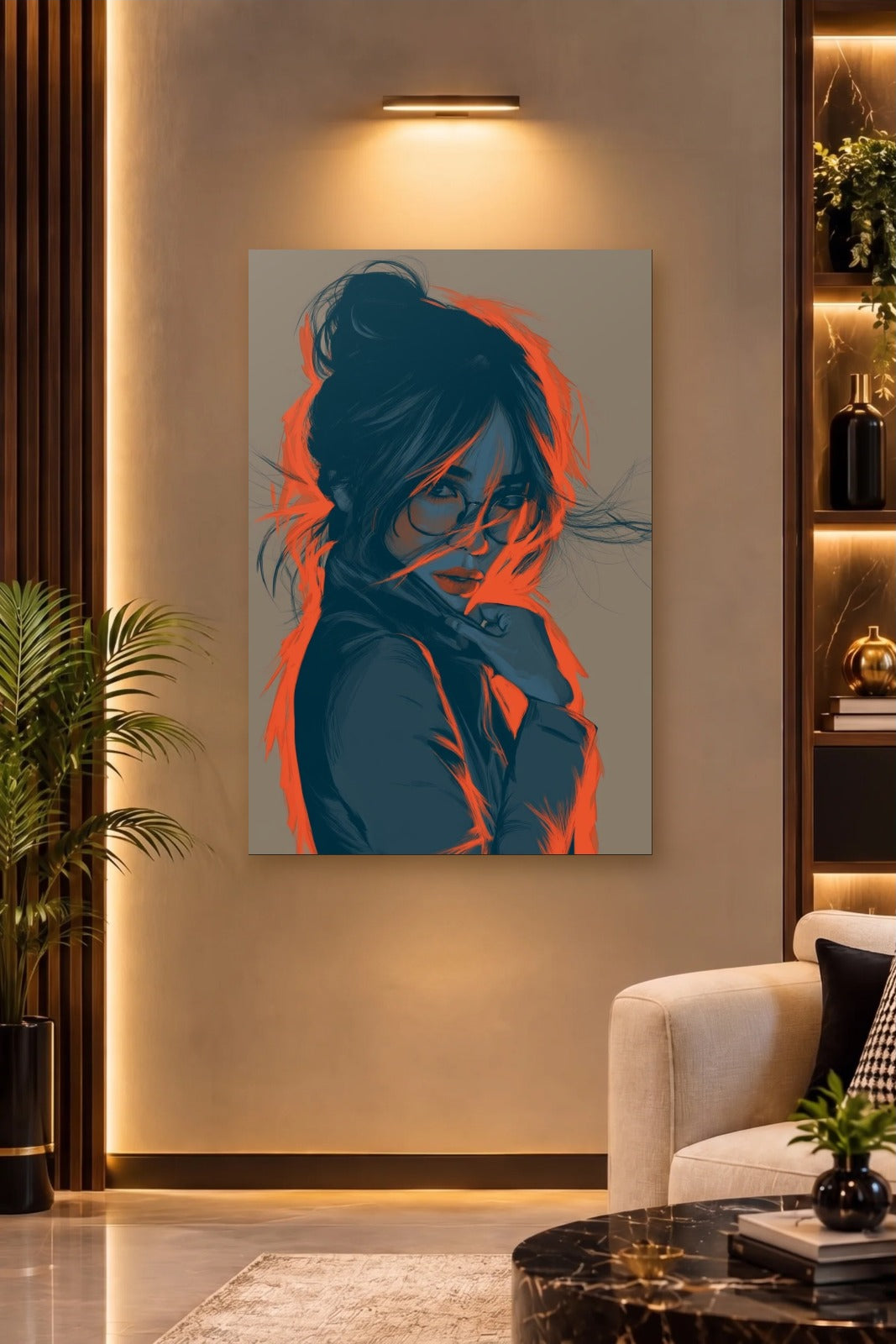Expressions Art acrylic wall art on a warm-lit luxury wall
